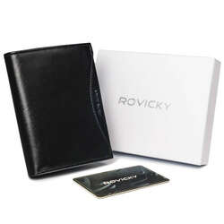 Duży, oryginalny portfel męski z naturalnej skóry licowej, RFID Rovicky