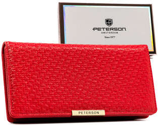 Duży portfel damski ze skóry ekologicznej z tłoczonym wzorem - Peterson
