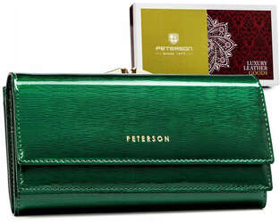 Duży, skórzany portfel damski z systemem RFID Peterson