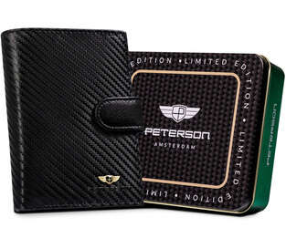 Duży, skórzany portfel męski z carbonową powłoką - Peterson