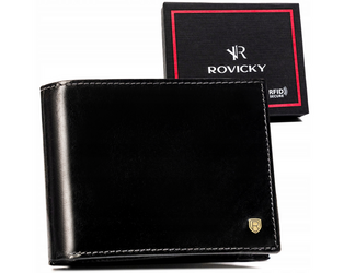Elegancki, skórzany portfel męski bez zapięcia zewnętrznego - Rovicky