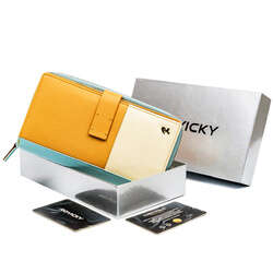 Kolorowy portfel damski z dwiema sekcjami, skóra naturalna Rovicky