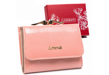 Lakierowany, skórzany portfel damski z systemem RFID — Lorenti