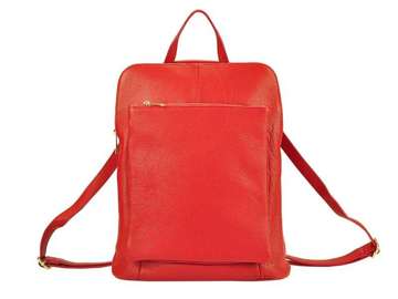 Plecak Patrizia Skórzany Czerwony Duży Mieści A4 Ze Skóry Naturalnej Z Złotymi Okuciami