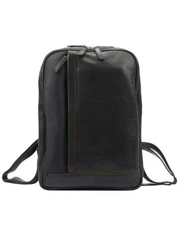 Plecak Pierre Cardin YS12 28011 Skórzany Czarno-Camelowy Duży z Regulowanymi Ramionami