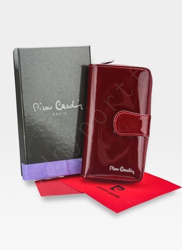 Portfel Damski Pierre Cardin Skóra Naturalna Czerwony Pionowy RFID Secure