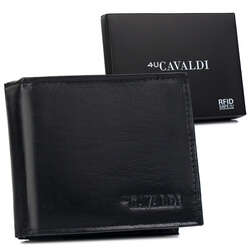Skórzany portfel męski z kieszonką na rewersie — Cavaldi
