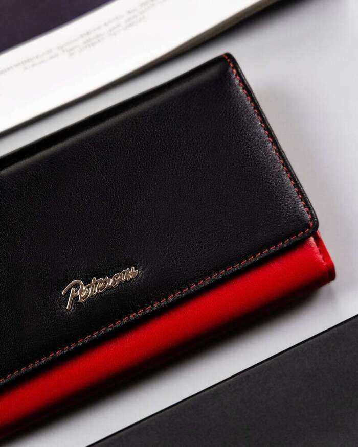 Duży, skórzany portfel damski na zatrzask - Peterson