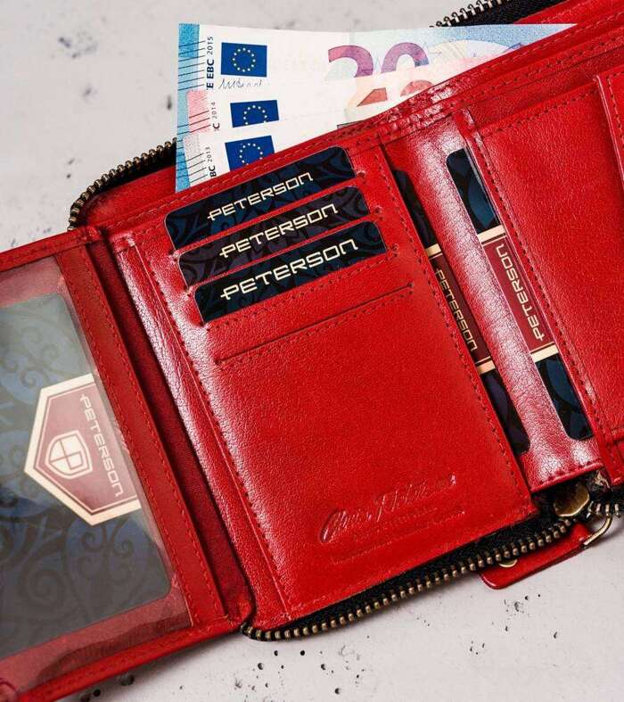 Duży, skórzany portfel męski na zamek - Peterson