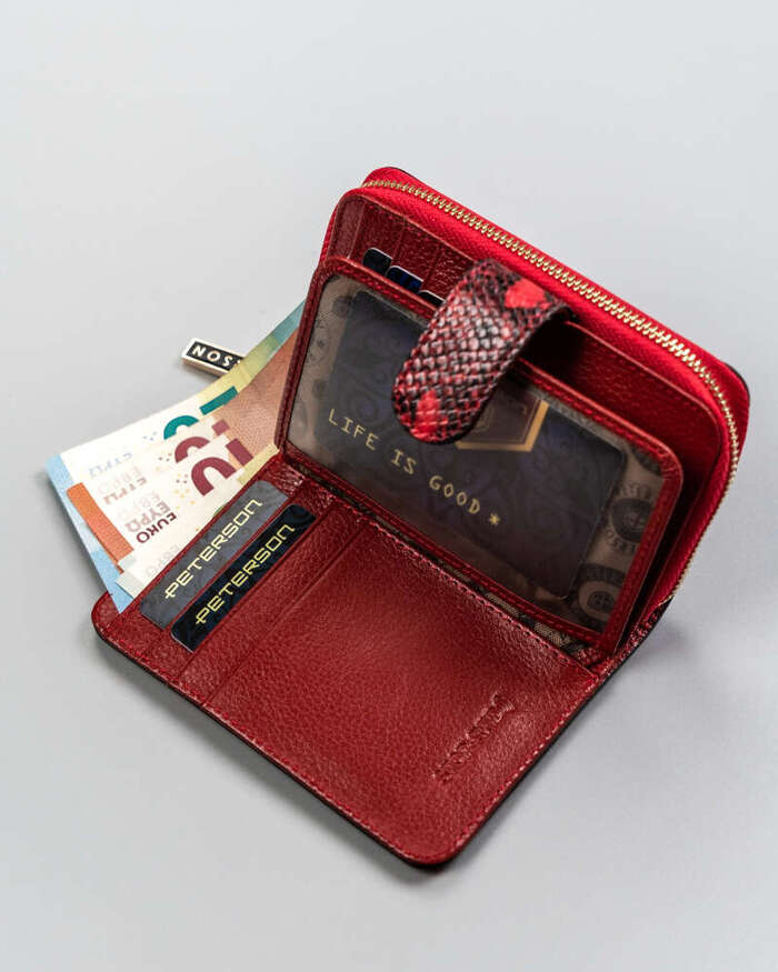 Kompaktowy portfel damski z egzotycznym wzorem Peterson
