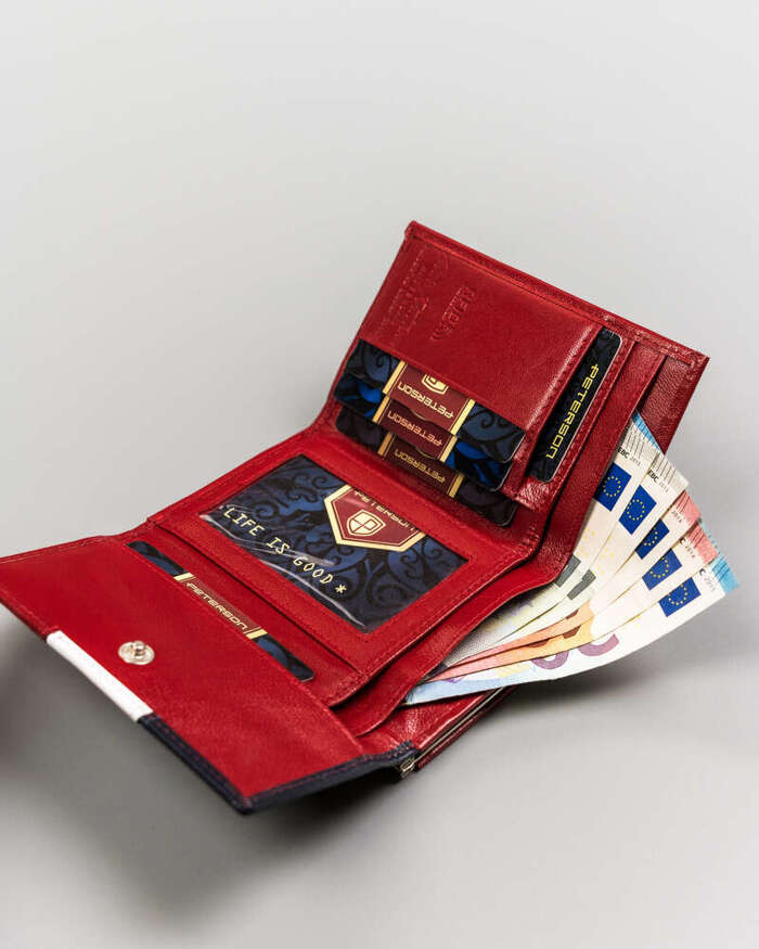 Mały, skórzany portfel damski z systemem RFID Peterson