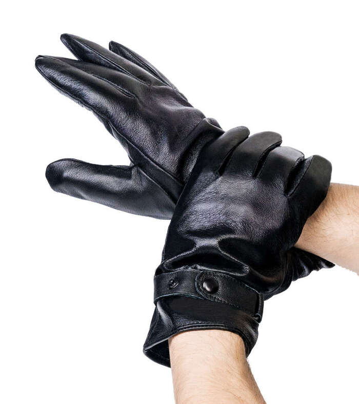 Ocieplane rękawiczki męskie ze skóry naturalnej z regulacją  Rovicky