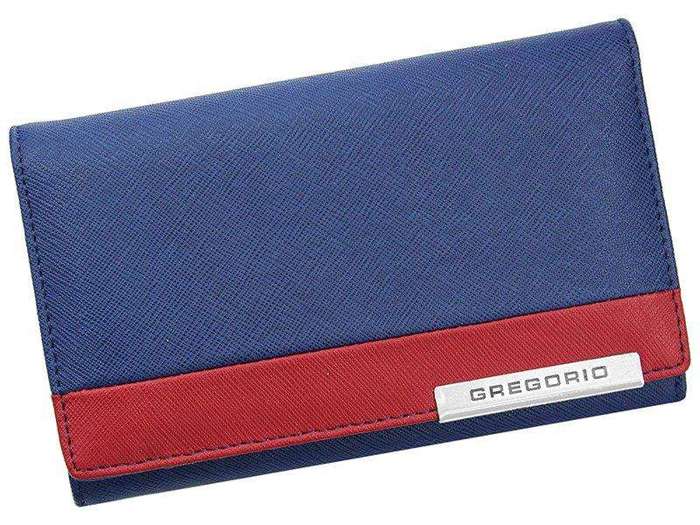 Portfel Damski Gregorio FRZ-101 Skóra Naturalna Niebiesko-Czerwony Poziomy RFID Secure