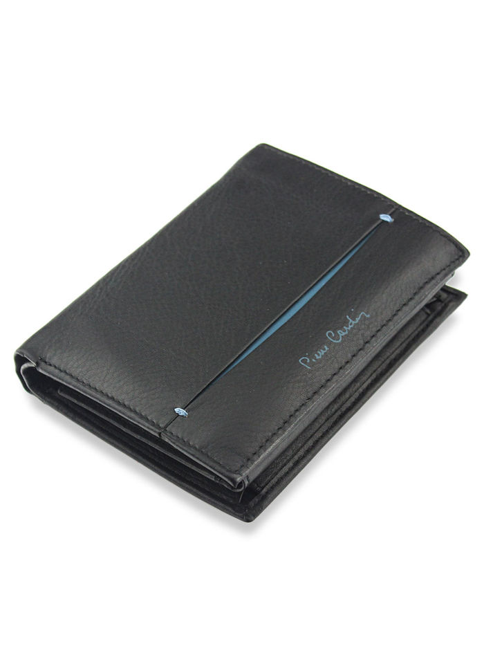 Portfel Męski Pierre Cardin Skórzany Klasyczny Czarny TILAK07 330 RFID Czarny + Niebieski