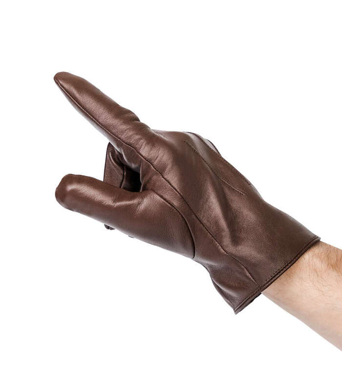 Przeszywane rękawiczki męskie z owczej skóry ze ściągaczem Rovicky