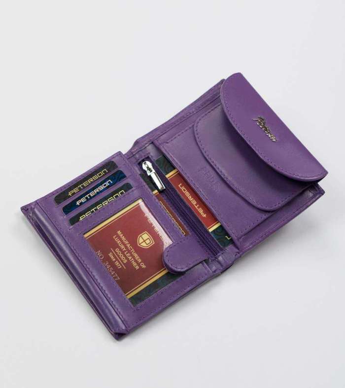 Skórzany, kompaktowy portfel Damski z klapką — Peterson