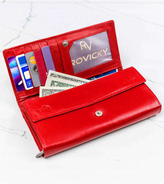 Skórzany portfel damski w orientacji poziomej na zatrzask 4U Cavaldi