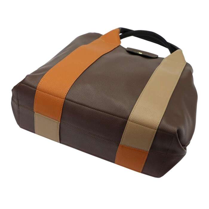Torebka Shopperbag Eko-Skóra Gregorio Premium Brązowa Złote Okucia Duża Mieści A4 #1016