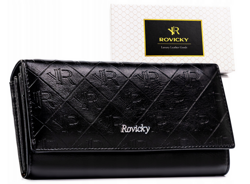 Klasyczny, rozbudowany portfel damski na zatrzask Rovicky