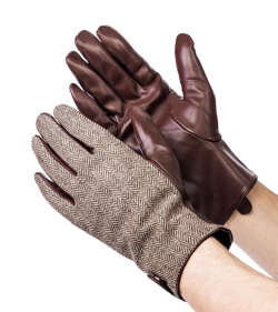 Ocieplane rękawiczki męskie z owczej skóry naturalnej i tkaniny  Rovicky