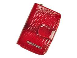 Portfel Damski Gregorio GF115 Czerwony Lakierowany Skóra Naturalna Pionowy Mały RFID Secure