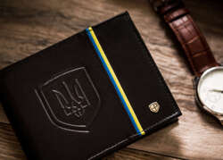 Skórzany portfel patriotyczny z barwami Ukrainy - Peterson