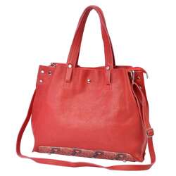 Torebka Skórzana Patrizia 319-001 Shopperbag Różowa Naturalna z Paskiem A4