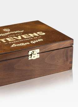 Zestaw Prezentowy  STEVENS Portfel i Pasek w drewnianym pudełku na prezent Dla Taty Dla Syna